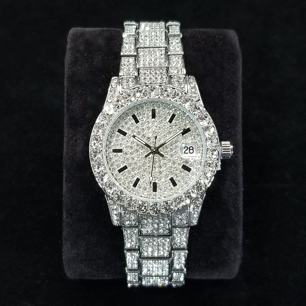 Anti-Magnetic Watch - Elegante Diamantuhren Damenmode Silber Runde Edelstahl
