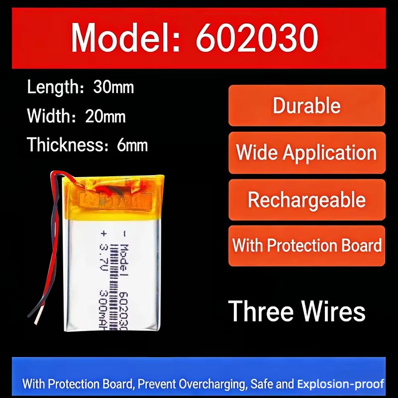 Watch Smart Smartwatch - 3,7V 300mAh 602030 Lithium-Akku Lithium-Polymer-Batterien für