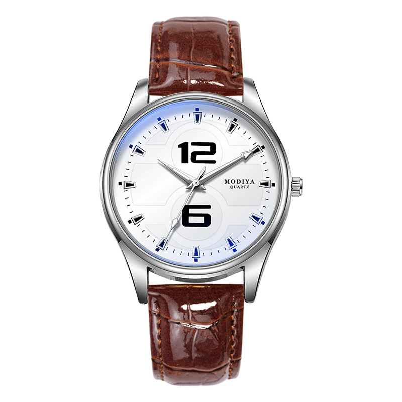Smartwatch Watches Gift For Boys - Luxuriöse Herren-Quarzuhr mit blauem Licht, Lederarmband,