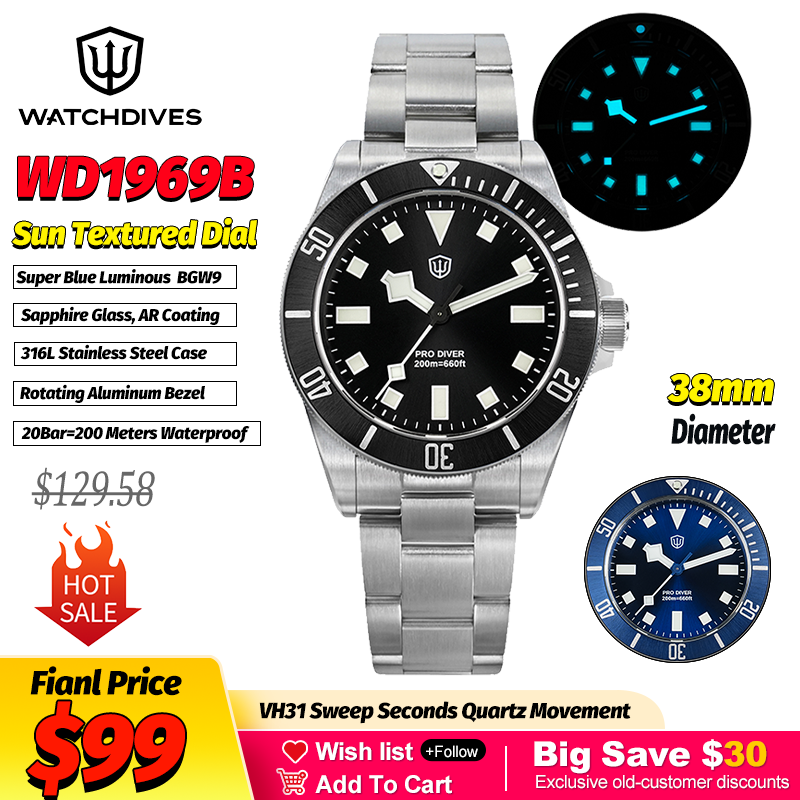 Smartwatch Luxury Watches - Watchdives WD1969 Sun Textured Fashion Quarz-Armbanduhren