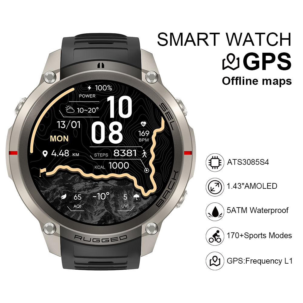 Watch Smart Smartwatch - 2026 DM59 Smartwatch mit Offline-Karte, eingebautem