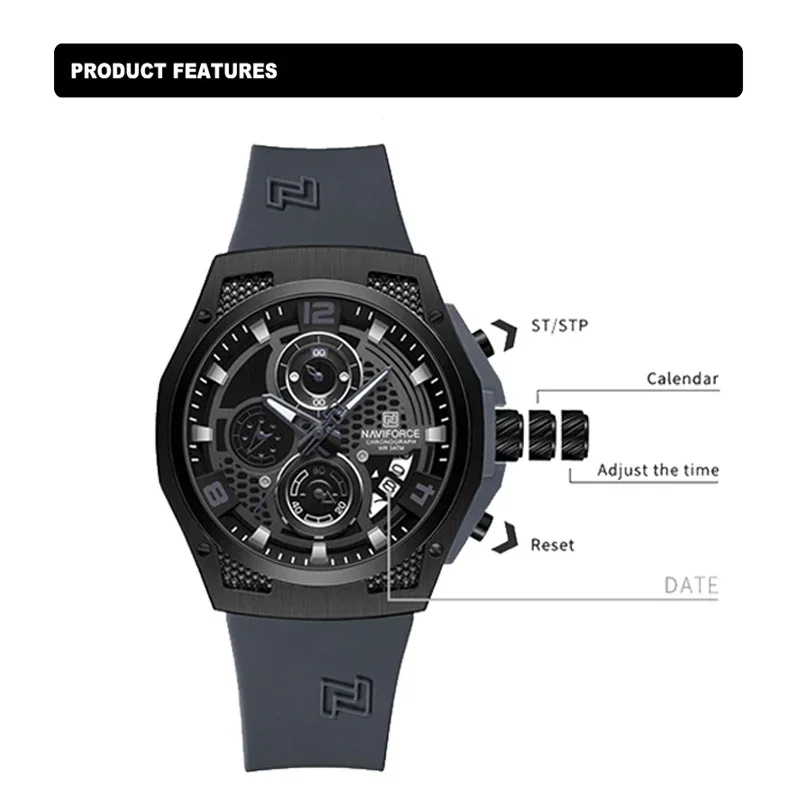 NAVIFORCE NF8051T Luxus-Design – Silicone Sport Band Bewertung und Preis