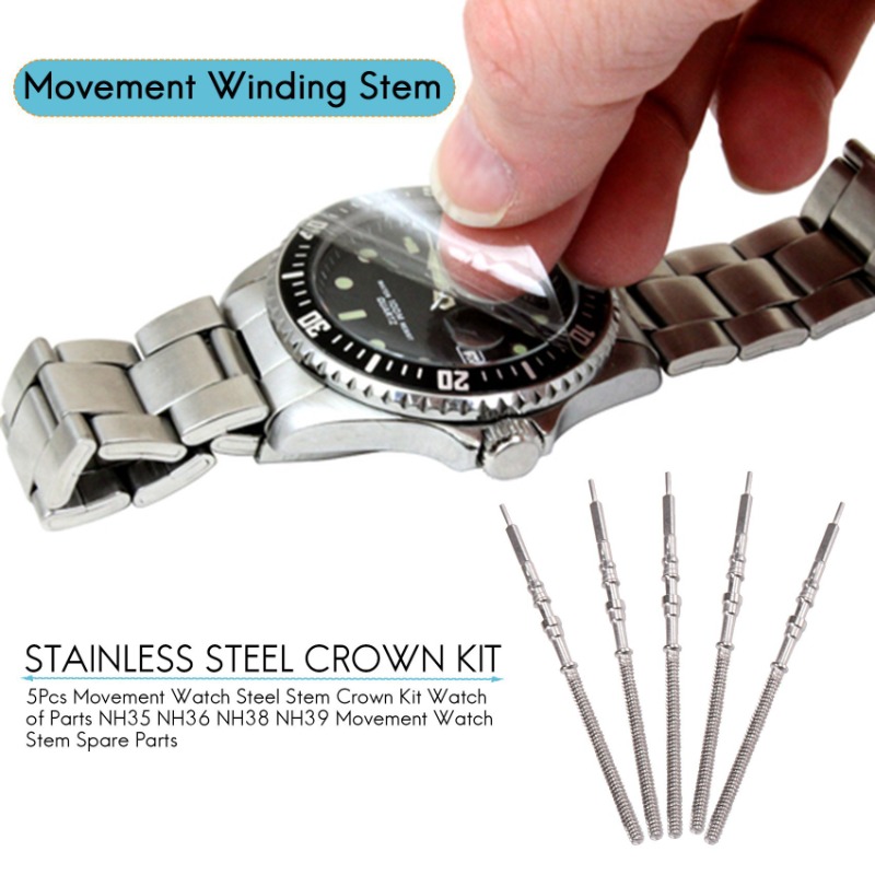 5 Stücke Bewegung Uhr Stahl St – Watch Crown Stem Bewertung und Preis