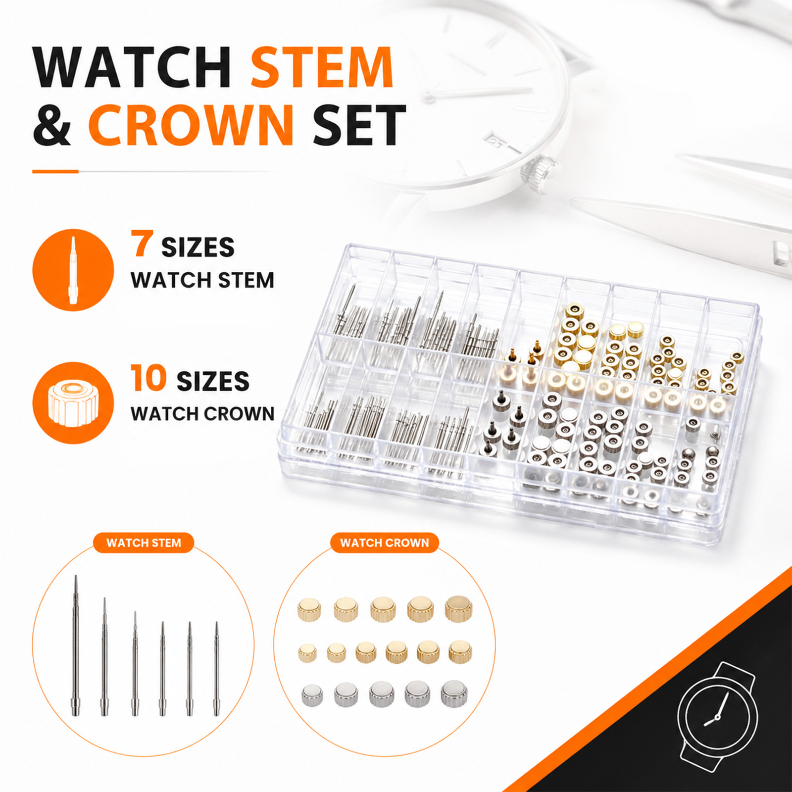 170-teiliges Set aus Edelstahl – Watch Crown Stem Bewertung und Preis
